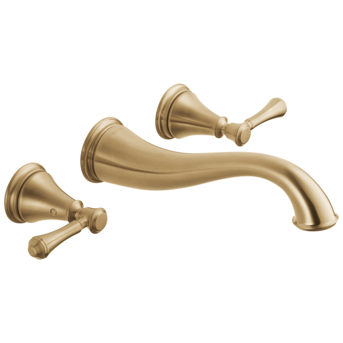 Delta Cassidy T3597LF Two Handle Wall Mount Bathroom Faucet Trim, champagne bronze