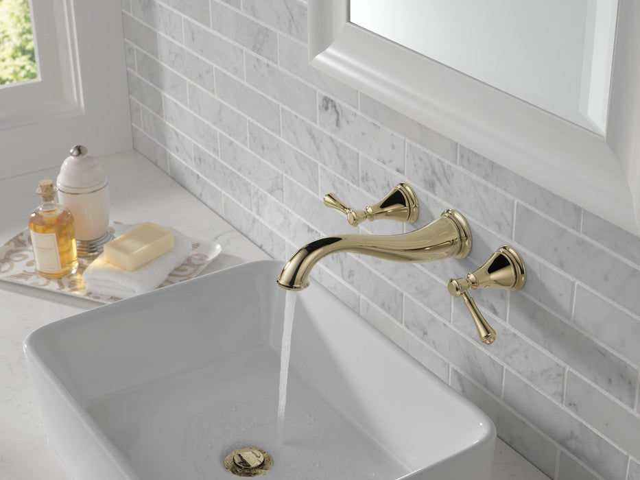 Delta Cassidy T3597LF Two Handle Wall Mount Bathroom Faucet Trim, polished nickel - view 2