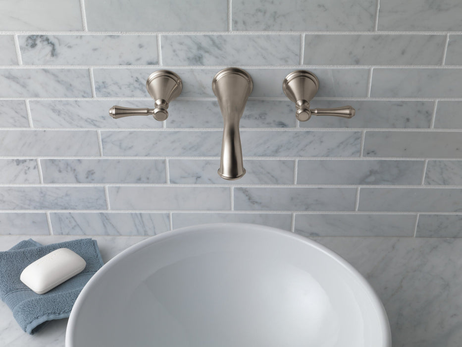 Delta Cassidy T3597LF Two Handle Wall Mount Bathroom Faucet Trim, stainless - view 2