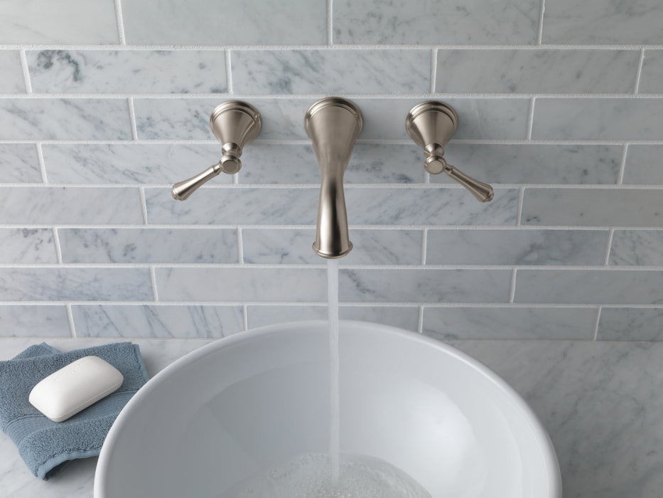 Delta Cassidy T3597LF Two Handle Wall Mount Bathroom Faucet Trim, stainless - view 3