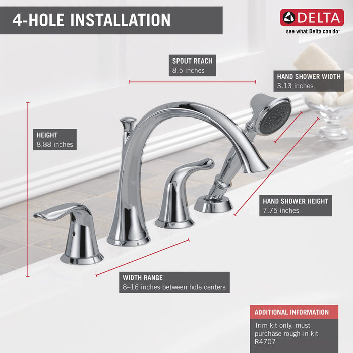 Delta Lahara:T4738 Roman Tub with Handshower Trim