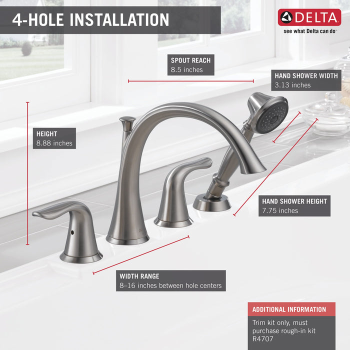 Delta Lahara:T4738 Roman Tub with Handshower Trim