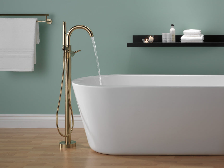 Delta Trinsic T4759 Single Handle Floor Mount Tub Filler Trim with Hand Shower