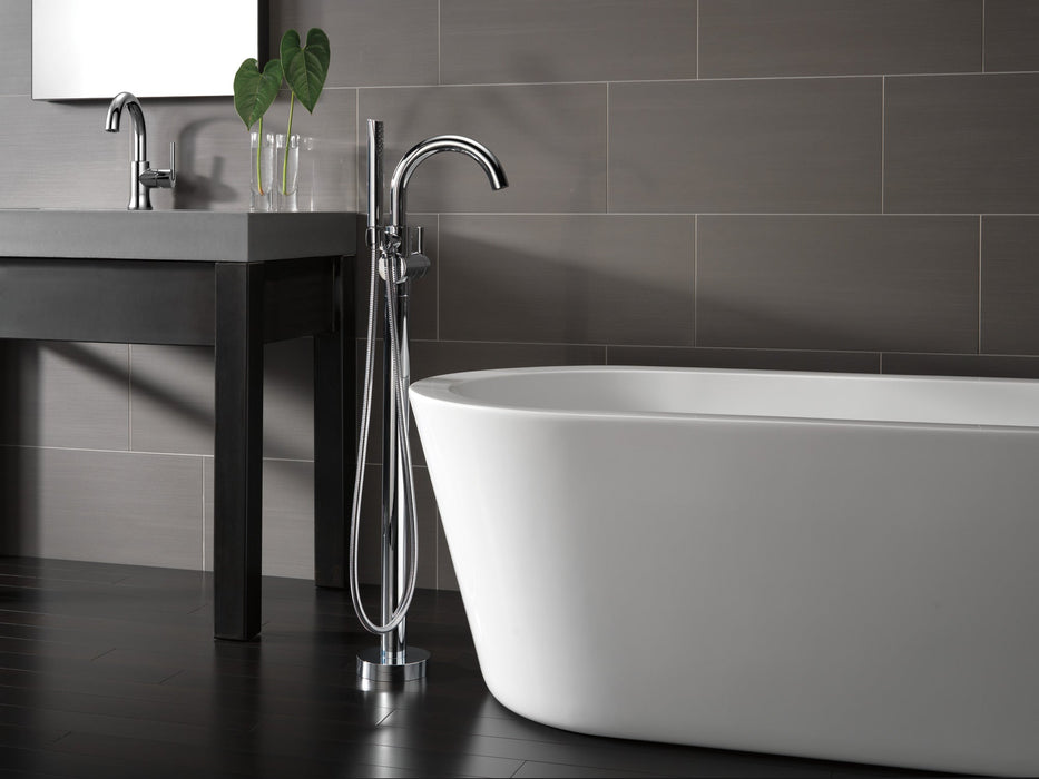 Delta Trinsic T4759 Single Handle Floor Mount Tub Filler Trim with Hand Shower