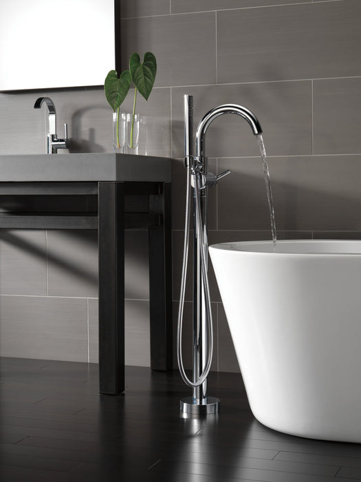 Delta Trinsic T4759 Single Handle Floor Mount Tub Filler Trim with Hand Shower