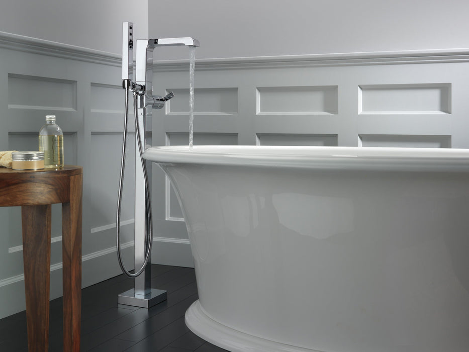 Delta Ara T4767 Single Handle Floor Mount Tub Filler Trim with Hand Shower