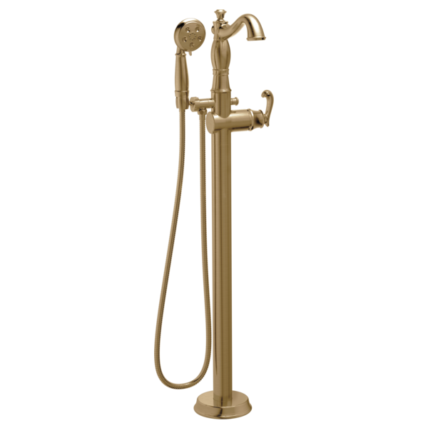 Delta Cassidy T4797 Single Handle Floor Mount Tub Filler Trim with Hand Shower - Less Handle