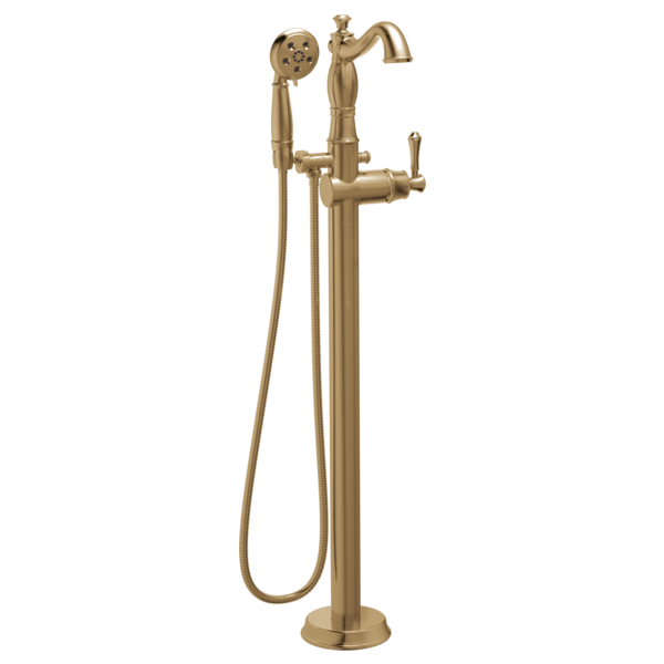 Delta Cassidy T4797 Single Handle Floor Mount Tub Filler Trim with Hand Shower - Less Handle