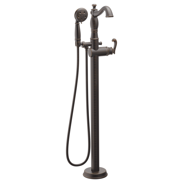 Delta Cassidy T4797 Single Handle Floor Mount Tub Filler Trim with Hand Shower - Less Handle