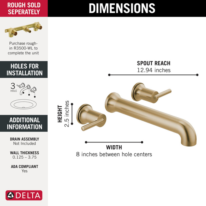 Delta Trinsic:T5759 Wall Mounted Tub Filler