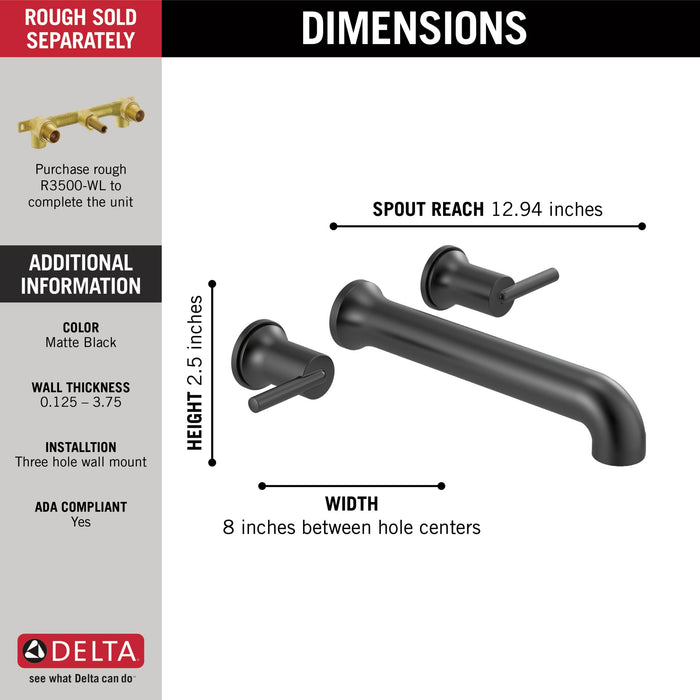 Delta Trinsic:T5759 Wall Mounted Tub Filler