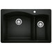 BLANCO 442907 Diamond 1-1/2 Double Bowl Dual Mount Kitchen Sink - Coal Black