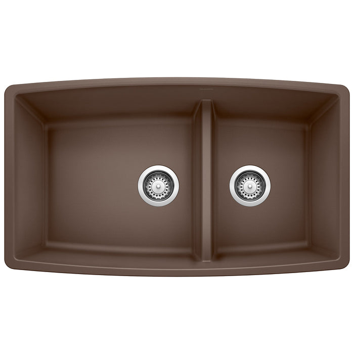 BLANCO 441313 Performa 1-3/4 Double Bowl Kitchen Sink with Low Divide - Café