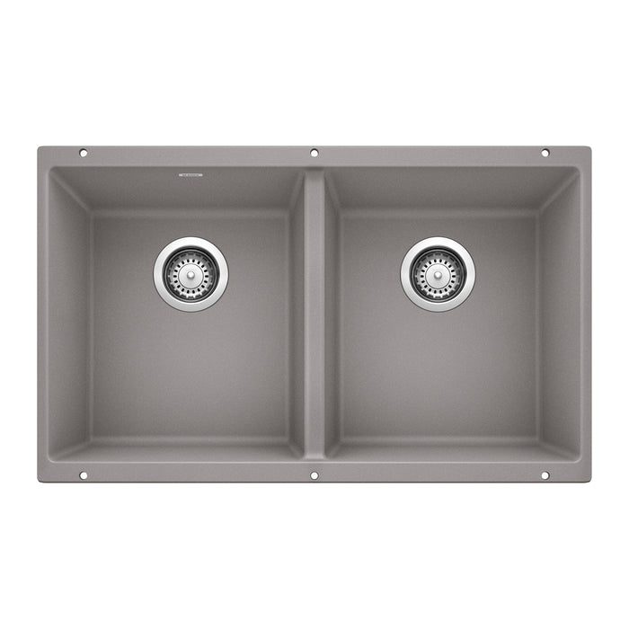 BLANCO 516319 Precis Equal Double Bowl Kitchen Sink - Metallic Gray