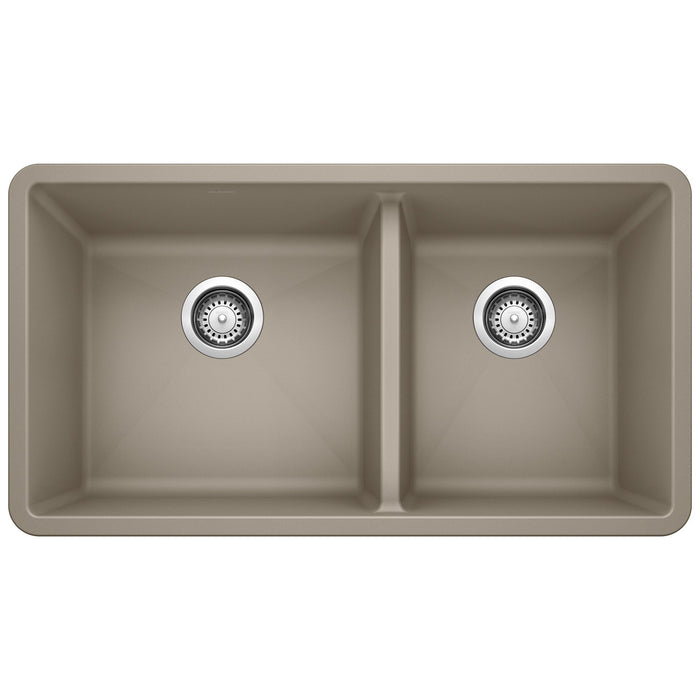 BLANCO 441296 Precis 1-3/4 Double Bowl Kitchen Sink - Truffle