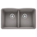 BLANCO 440183 Diamond Equal Double Bowl Kitchen Sink - Metallic Gray