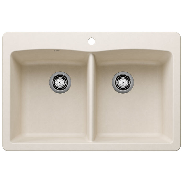 BLANCO 443067 Diamond Equal Double Dual Mount Kitchen Sink - Soft White