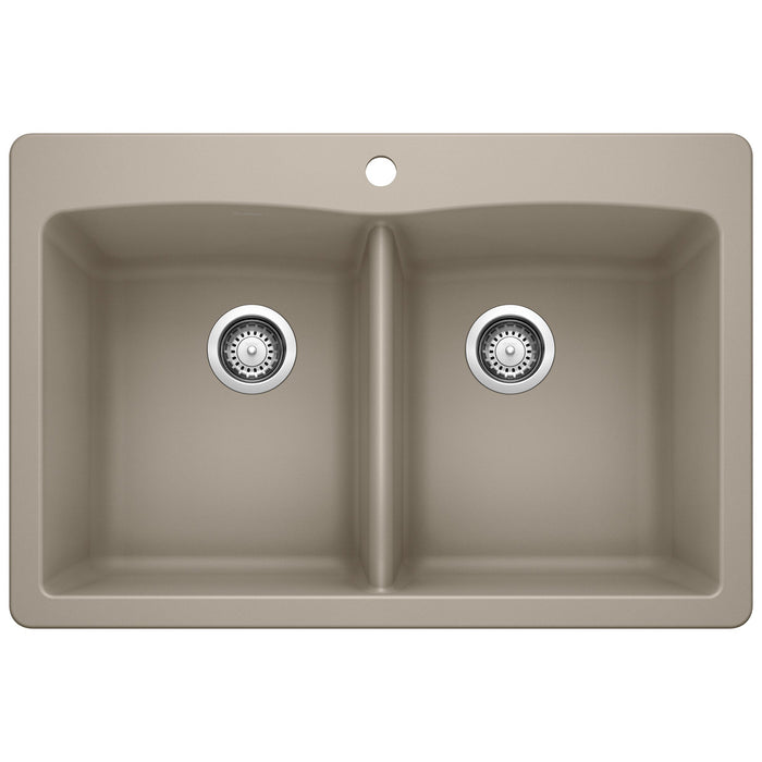 BLANCO 441285 Diamond Equal Double Dual Mount Kitchen Sink - Truffle