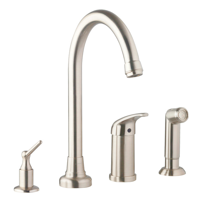 Gerber D409112 Melrose 1H High-Rise Kitchen Faucet w/ Soap Dispenser & Spray 1.75gpm Stainless Steel - Stainless Steel