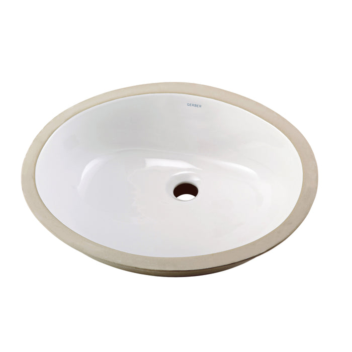 Gerber G0012770F Luxoval Petite Undercounter Lav with Front Overflow 18.25"X15" White - White