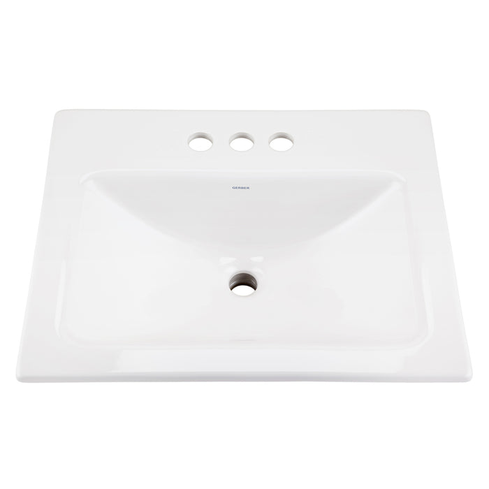 Gerber G0013894 Wicker Park Countertop Lavatory 20-7/8"x17-3/4" Rectangle with U-Shaped Basin - Low-Profile - 4"CC White - White
