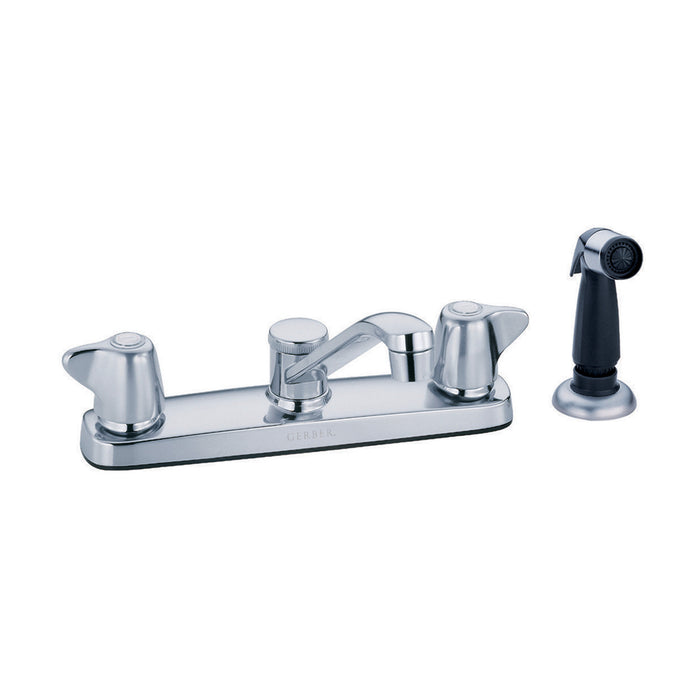 Gerber G0042215 Maxwell 2H Kitchen Faucet w/ Metal Handles Spray & 8" D-Tube Spout 1.75gpm Aeration/2.2gpm Spray Chrome - Chrome