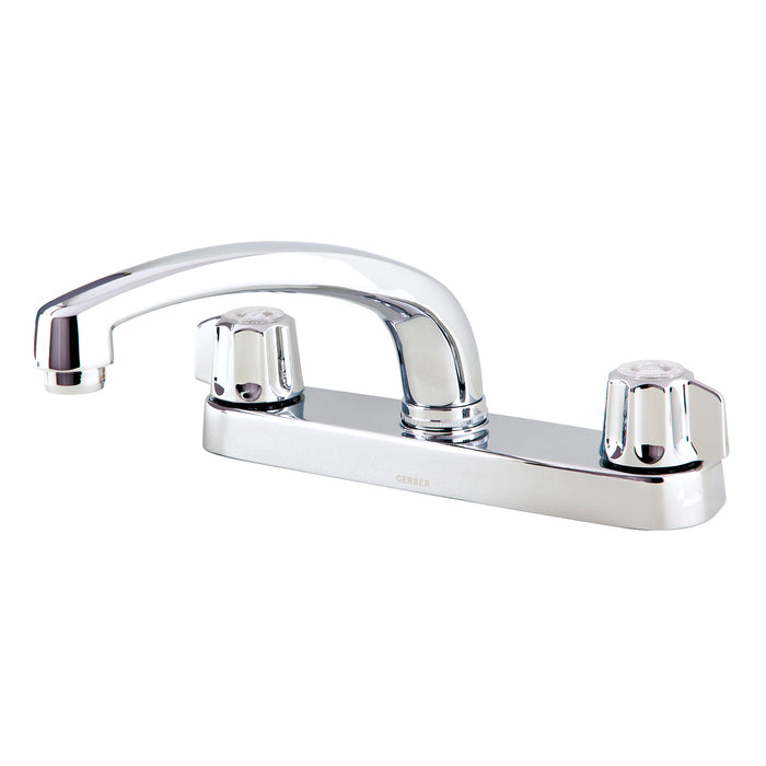 Gerber G0742416 Gerber Classics 2H Kitchen Faucet Deck Plate Mounted w/out Spray & w/ Metal Fluted Handles 1.75gpm Chrome. Compression cartridge - Chrome