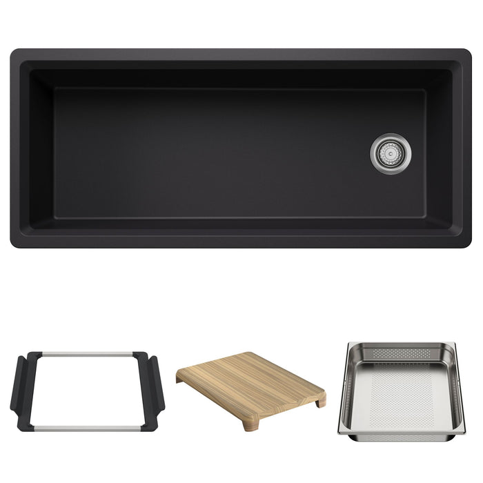BLANCO Inteos SILGRANIT 45" Single Bowl Reversible Undermount Workstation Kitchen Sink - Coal Black