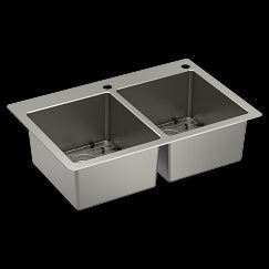 Moen 33"X22"  Steel 18 Gauge Double Bowl Dual Mount Sink