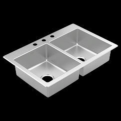 Moen 33"X22"  Steel 20 Gauge Double Bowl Drop In Sink