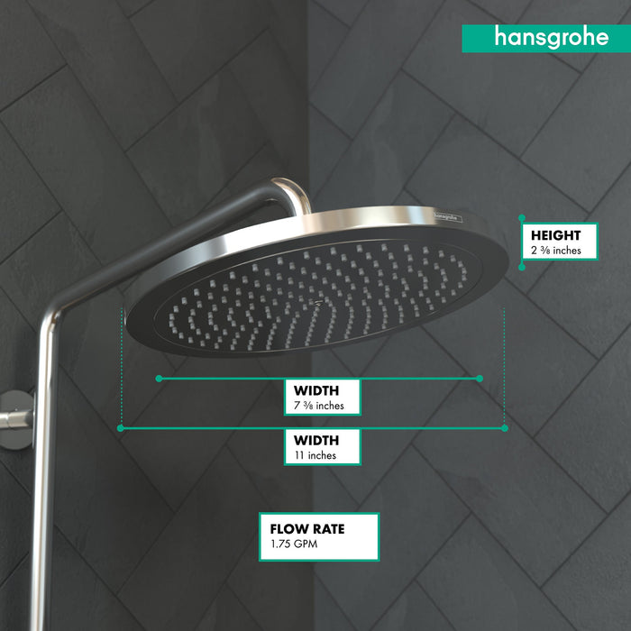 hansgrohe 26217001 Croma 1.8 GPM Single Function Rain Shower Head with Quick Clean and Eco Right Technologies in Chrome