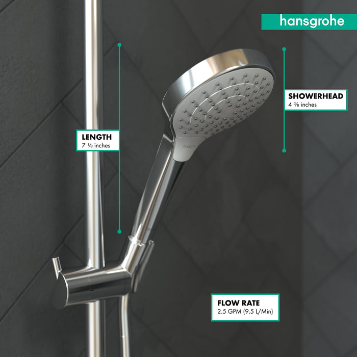 hansgrohe 26803401 Croma Select S 2.5 GPM Vario-Function Handshower with Select and Quick Clean Technologies in Chrome/White