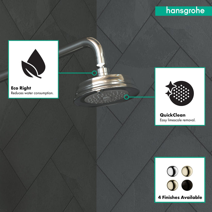 hansgrohe Croma 100 Classic Showerhead 3-Jet, 2.5 GPM, chrome - view 3