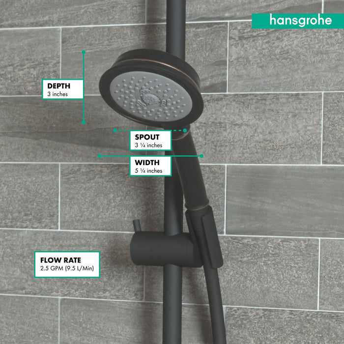 hansgrohe Croma 100 Classic Showerhead 3-Jet, 2.5 GPM, rubbed bronze - view 4