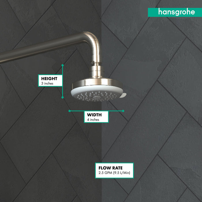 hansgrohe Croma 100 Showerhead E 3-Jet, 2.5 GPM, brushed nickel - view 4