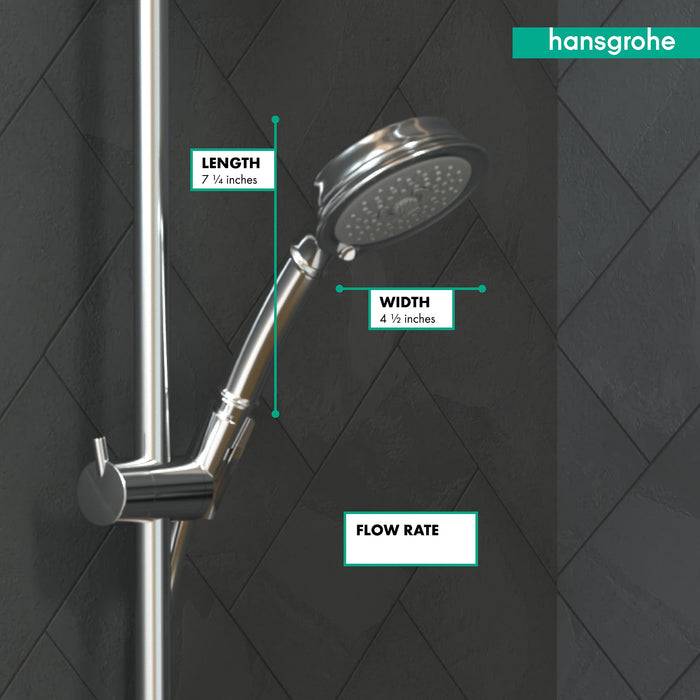 hansgrohe Croma 100 Classic Handshower 3-Jet, 2.5 GPM, chrome - view 4