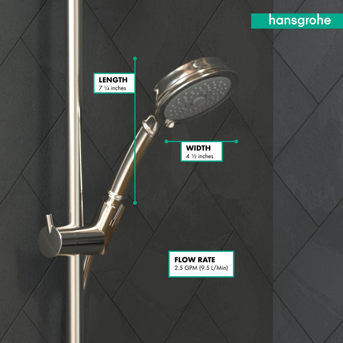 hansgrohe Croma 100 Classic Handshower 3-Jet, 2.5 GPM, polished nickel - view 4