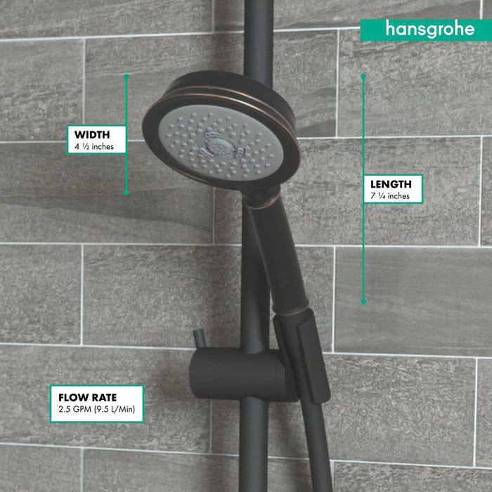 hansgrohe Croma 100 Classic Handshower 3-Jet, 2.5 GPM, rubbed bronze - view 4