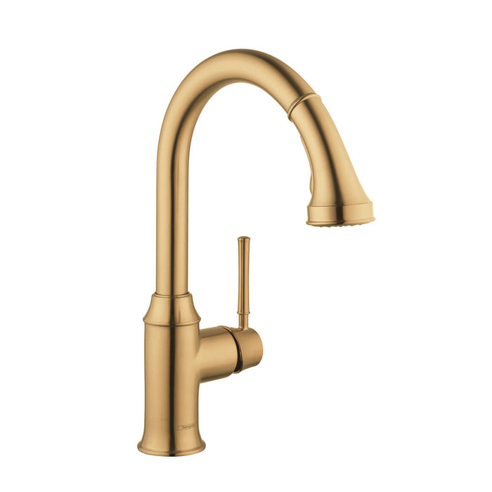 hansgrohe Talis C HighArc Kitchen Faucet, 2-Spray Pull-Down, 1.75 GPM, brushed gold optic