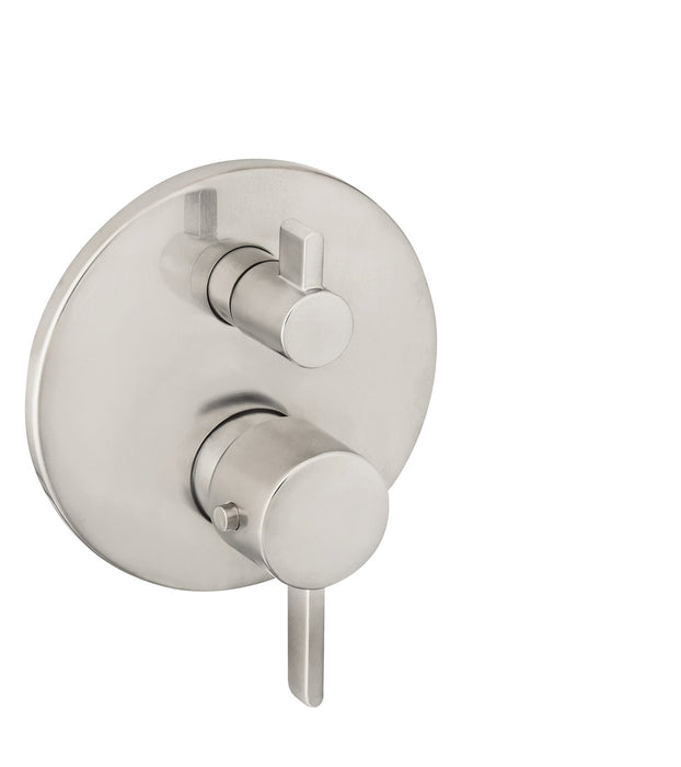 hansgrohe Ecostat Thermostatic Trim S with Volume Control and Diverter, brushed nickel