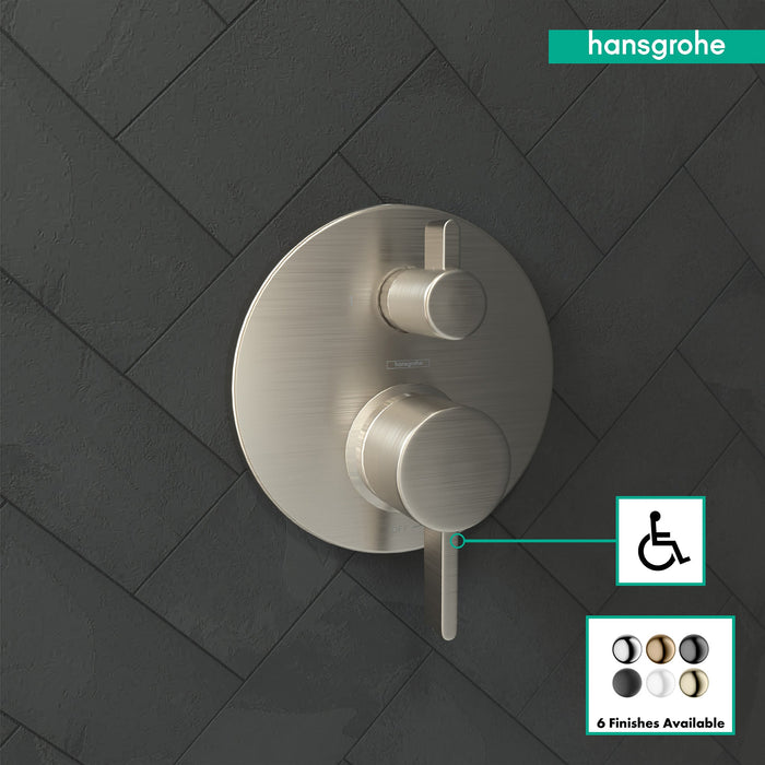 hansgrohe Ecostat Pressure Balance Trim S with Diverter, brushed nickel - view 3