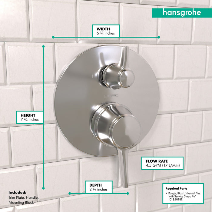 hansgrohe Ecostat Classic Pressure Balance Trim with Diverter, Round, chrome - view 4