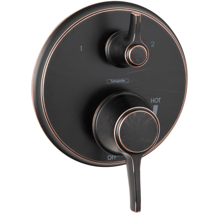 hansgrohe Ecostat Classic Pressure Balance Trim with Diverter, Round, rubbed bronze