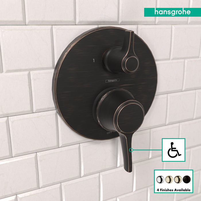hansgrohe Ecostat Classic Pressure Balance Trim with Diverter, Round, rubbed bronze - view 3