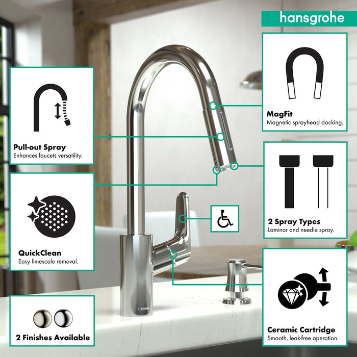 hansgrohe Focus HighArc Kitchen Faucet, 2-Spray Pull-Down, 1.75 GPM, matte black - view 3