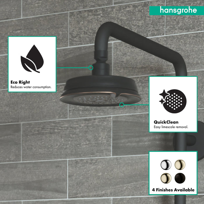 hansgrohe Croma 100 Classic Showerhead 3-Jet, 1.8 GPM, rubbed bronze - view 3