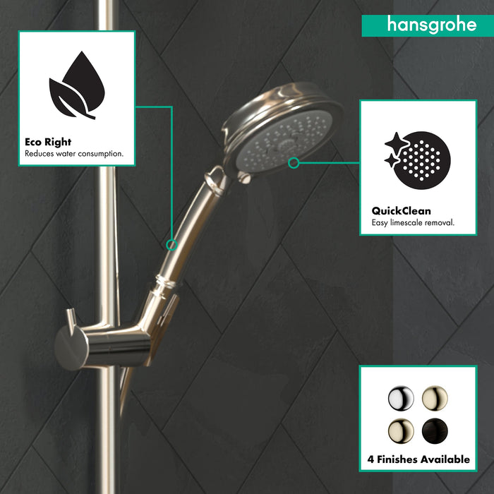hansgrohe Croma 100 Classic Handshower 3-Jet, 1.8 GPM, brushed nickel - view 3