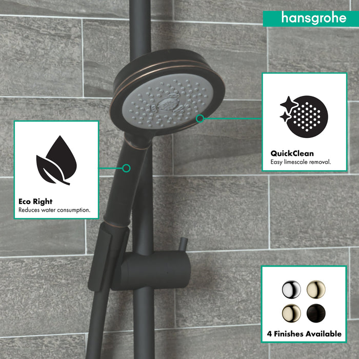 hansgrohe Croma 100 Classic Handshower 3-Jet, 1.8 GPM, rubbed bronze - view 3