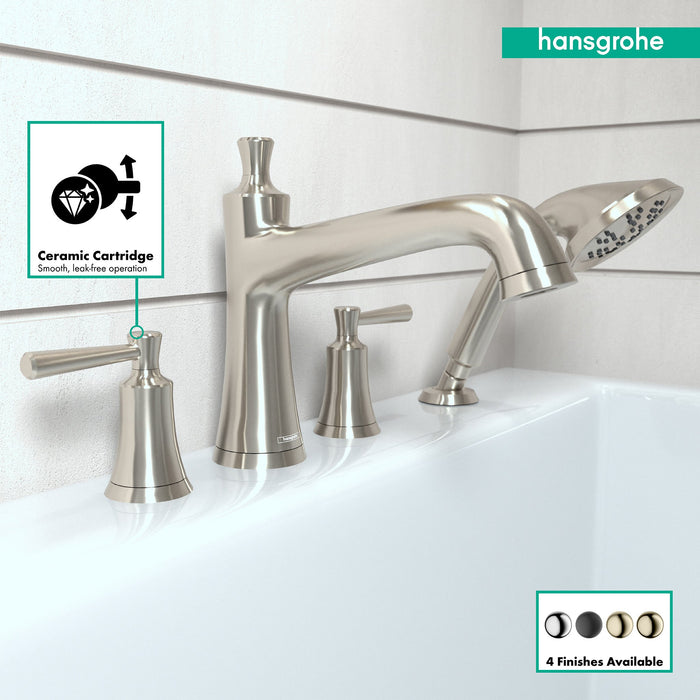 hansgrohe Joleena 4-Hole Roman Tub Set Trim with 1.75 GPM Handshower, brushed nickel - view 3