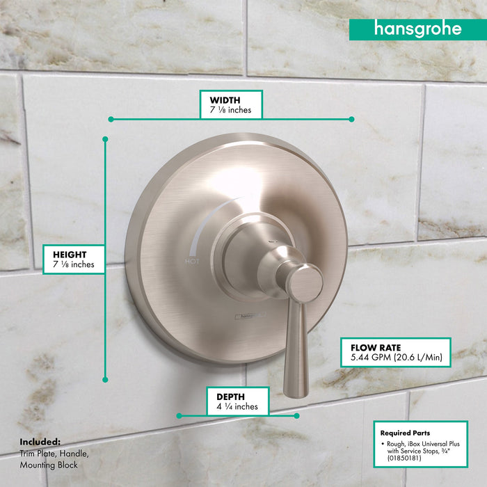 hansgrohe Joleena Pressure Balance Trim, brushed nickel - view 4